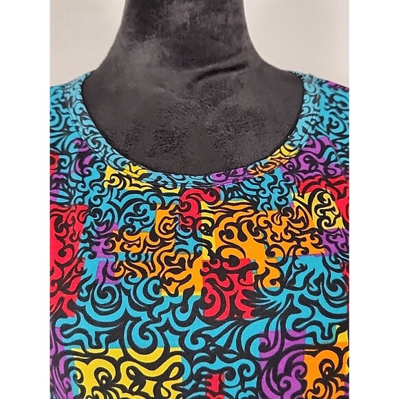 LuLaRoe Julia Bright Multicolor Fitted Dress Womens Medium Stretch Comfort - Picture 3 of 9